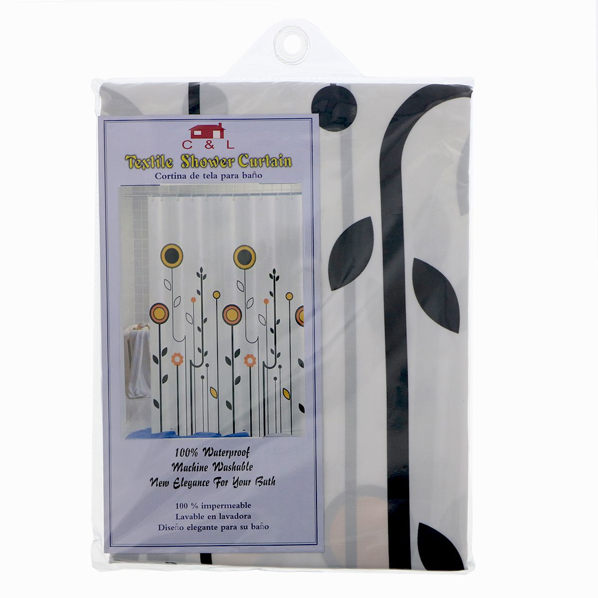 Cortina de Tela C&L para Baño Blanca Estampada – Ferrisariato