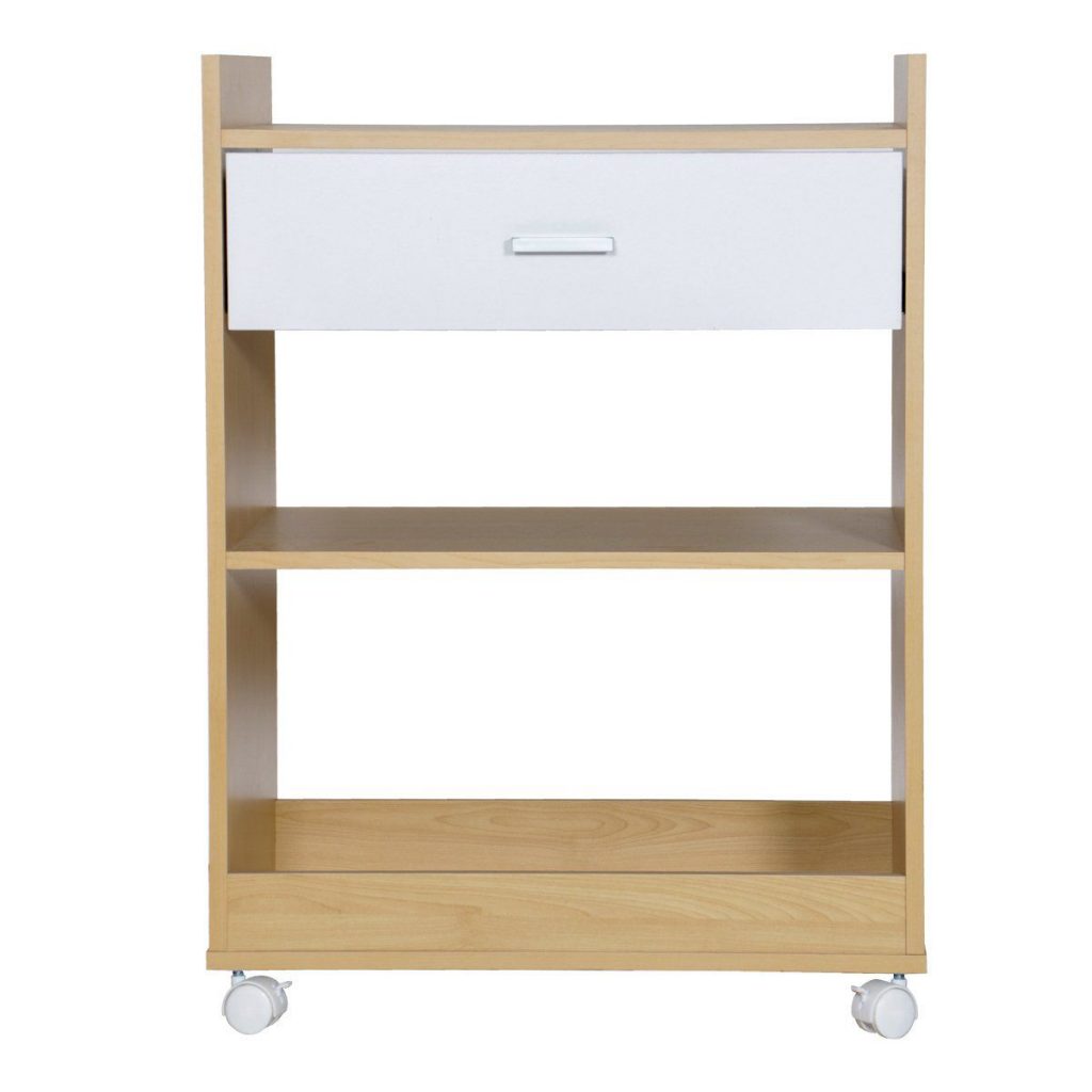 Mueble para Microondas Madera Clara y Blanco 2 Estantes – Ferrisariato