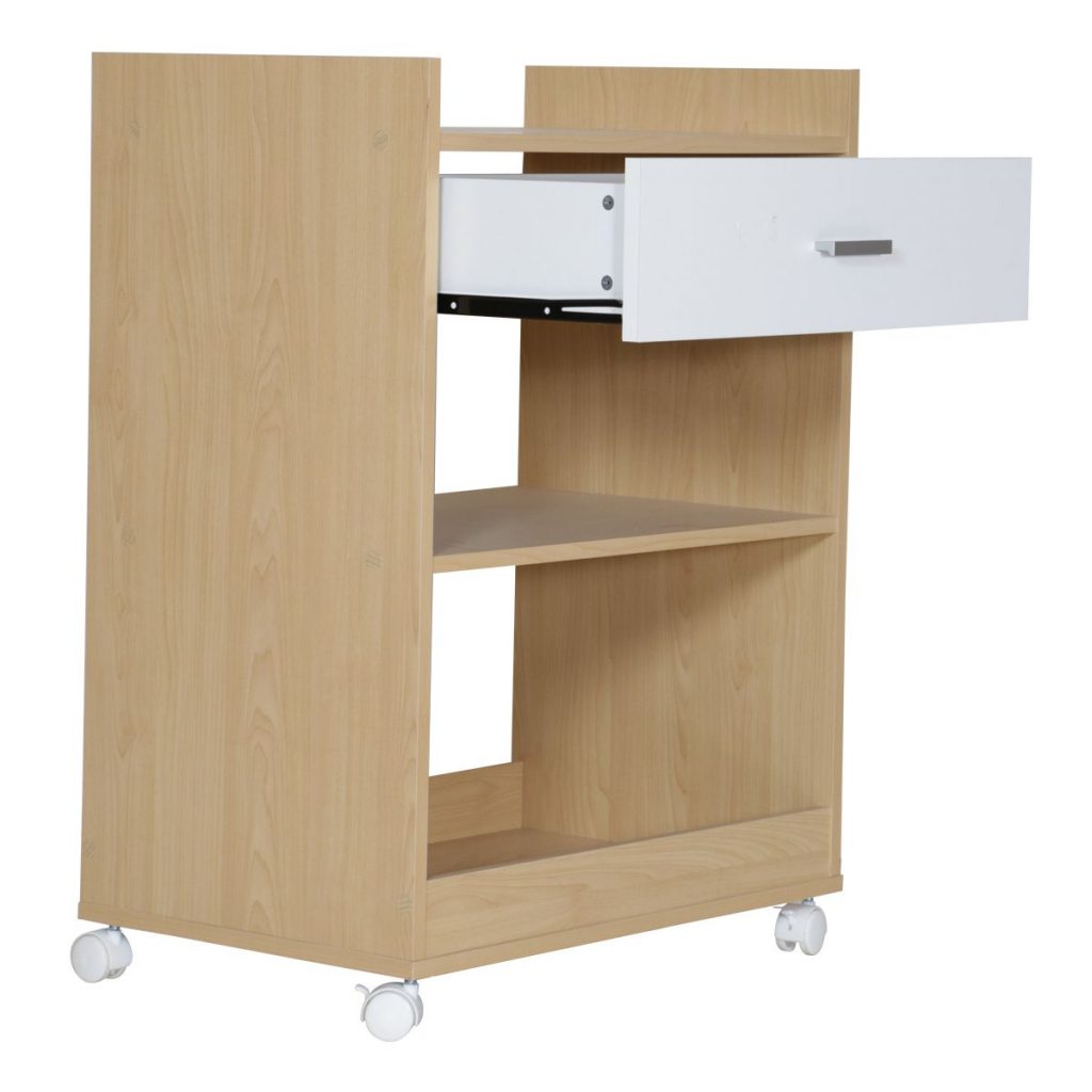 Mueble para Microondas Madera Clara y Blanco 2 Estantes – Ferrisariato