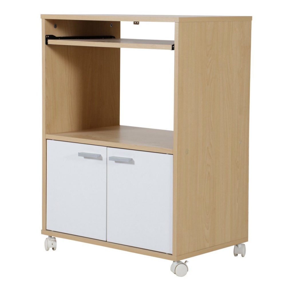Mueble para Microondas Madera Clara y Blanco 2 Puertas – Ferrisariato