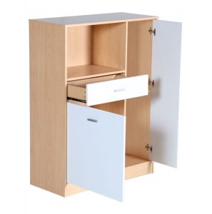 Mueble para Microondas Madera Clara y Blanco 1 Repisa – Ferrisariato