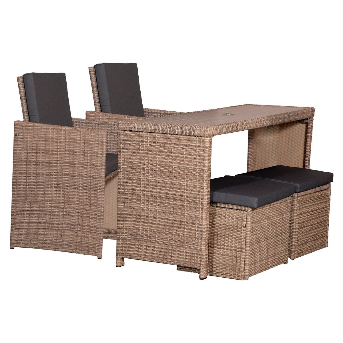 Juego de Muebles Tipo Ratán Beige 5 Piezas – Ferrisariato