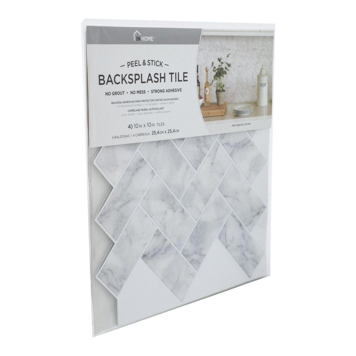 Pack de Baldosas Adhesivas In Home para Baño en V Gris – 4 Unidades