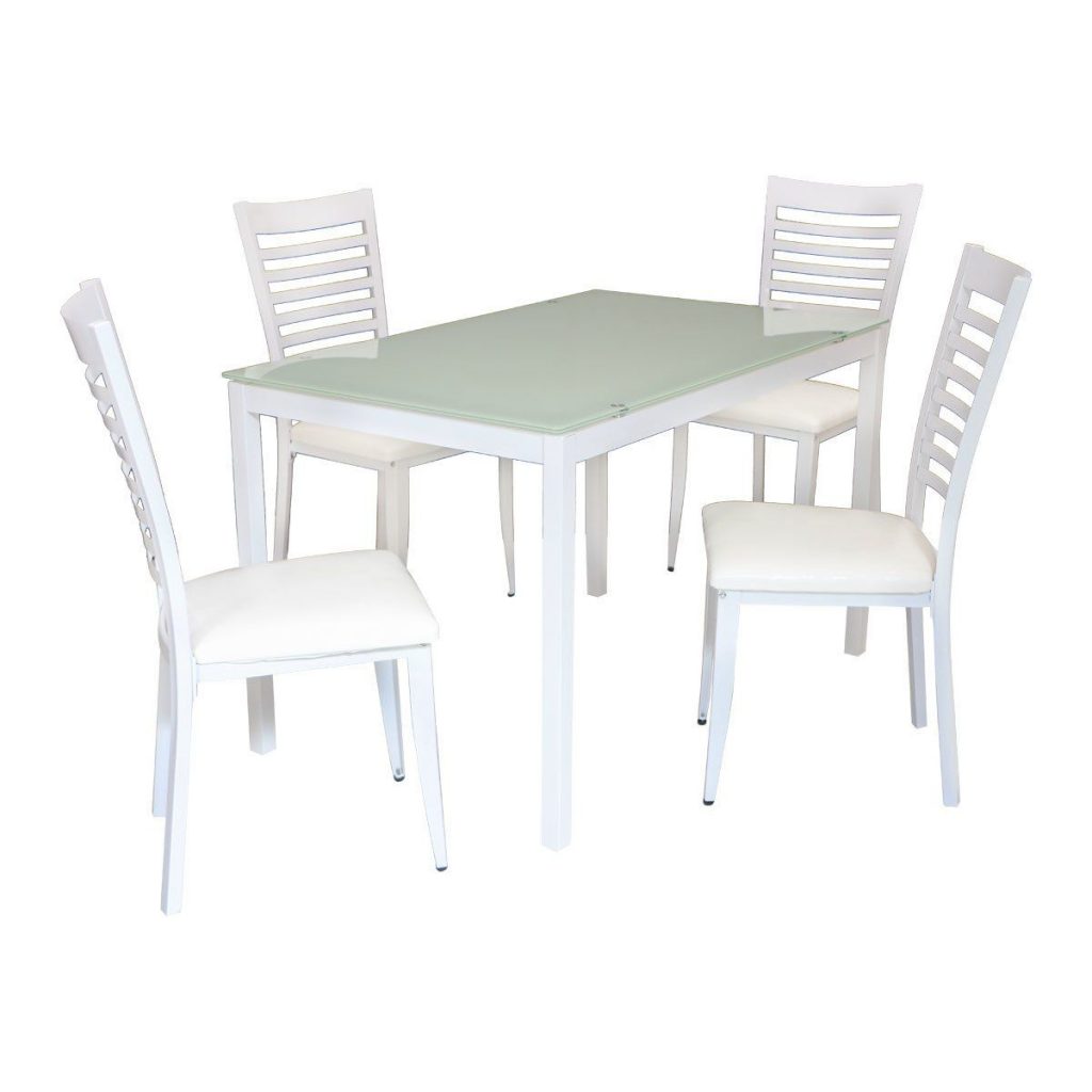 Juego de Comedor Moderno Blanco – 4 Puestos – Ferrisariato