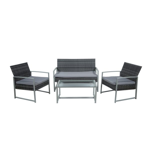 Juego de Muebles para Jardín Gris – 4 Piezas – Ferrisariato