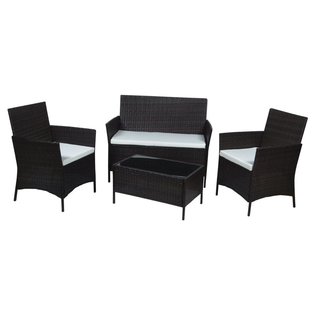 Juego de Muebles para Jardín Tipo Ratán Café – 4 Piezas – Ferrisariato