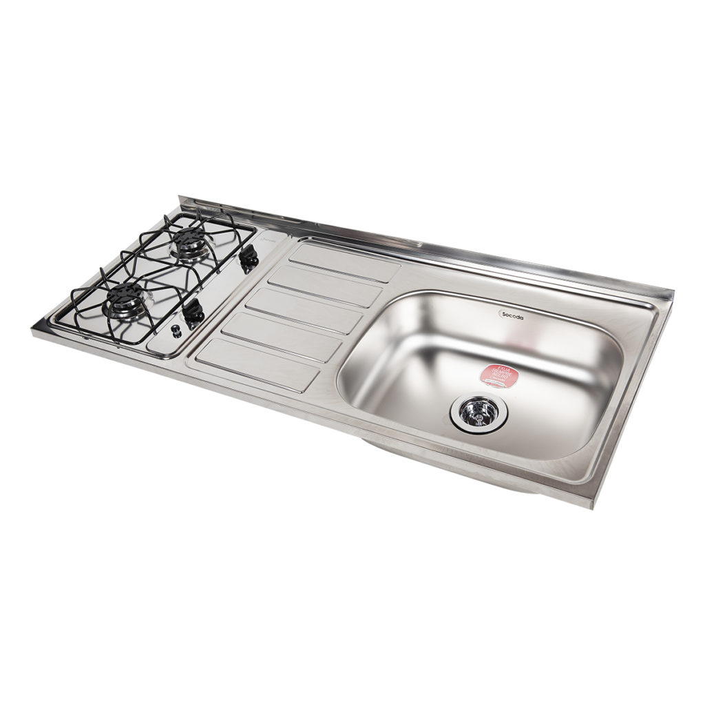 Fregadero de Acero Inoxidable Socoda 1 Pozo 2 Hornillas – Ferrisariato