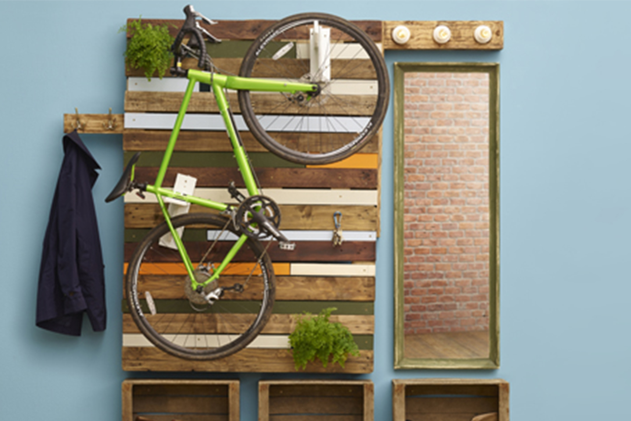 Soporte de pared para bicicletas de madera / portabicicletas de